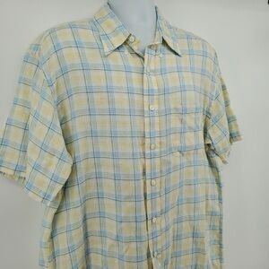 Casual Yellow and Blue Plaid Button Down Shirt